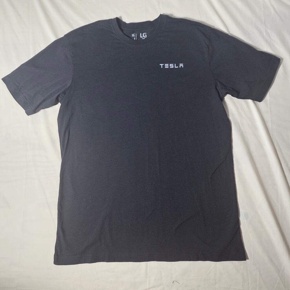 Official Tesla Men's Wordmark Logo T-Shirt - Size Large Black